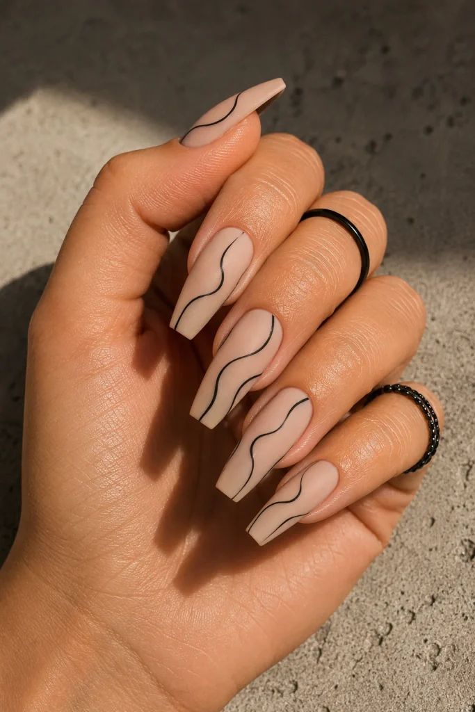 Abstract Line Art Dip Nails