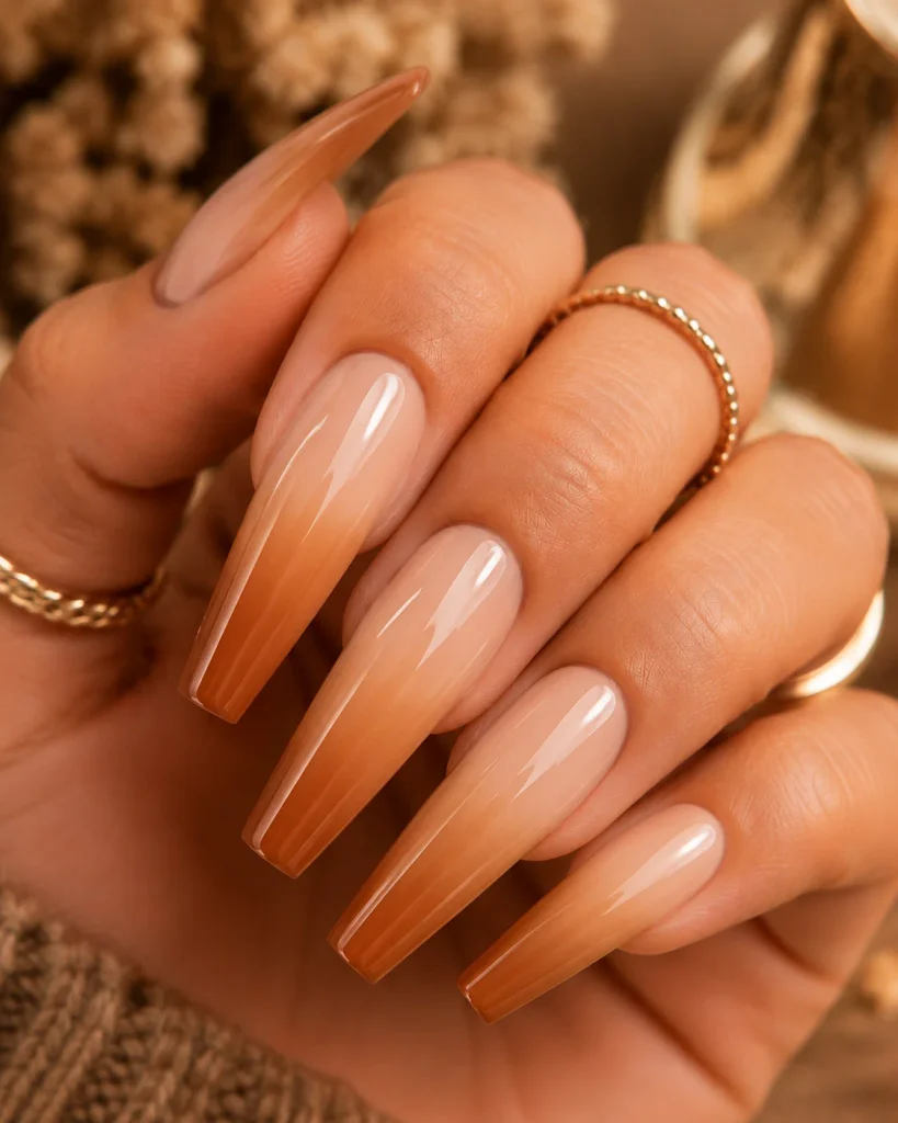 Acrylic Nails With Warm Ombré
