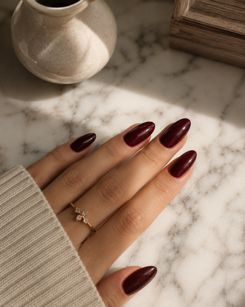 Almond Maroon Nails