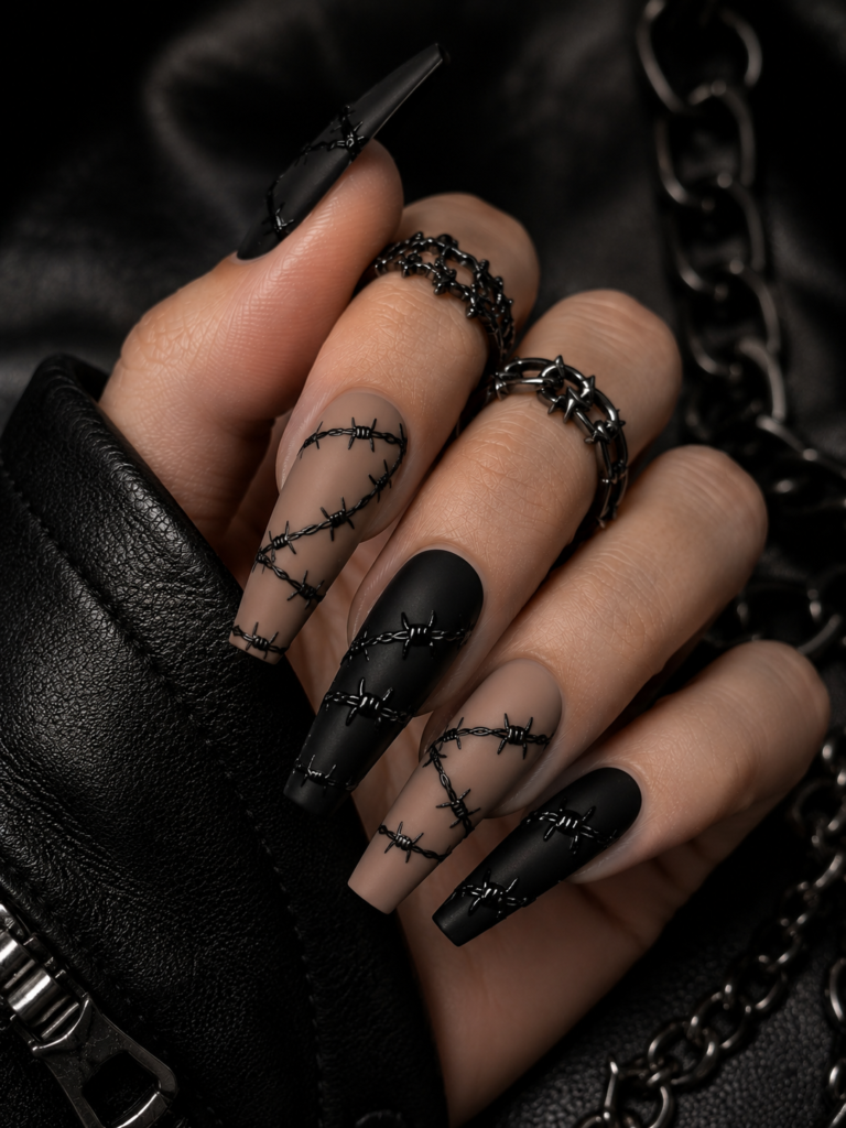Barbed Wire Nail Art