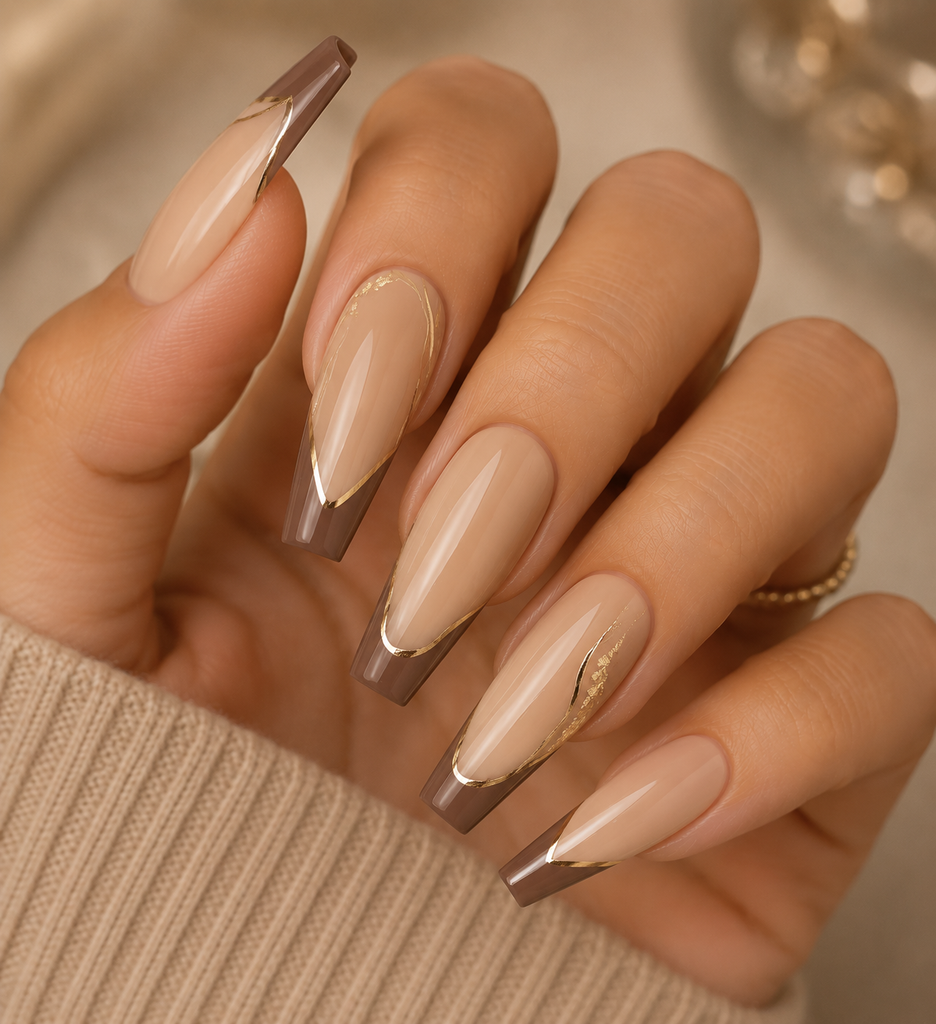 Beige Coffin Nails
