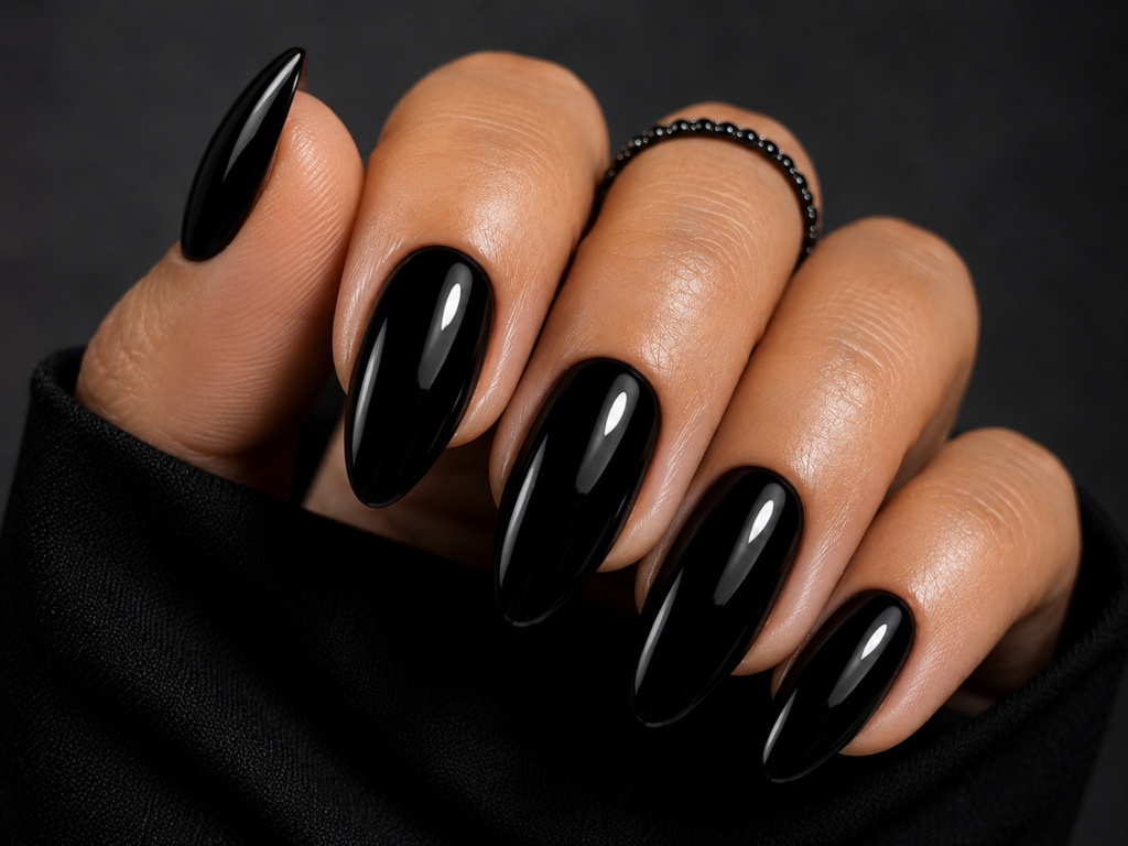Black Almond Nails