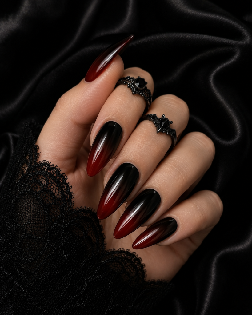 Blood Red Ombre Nails