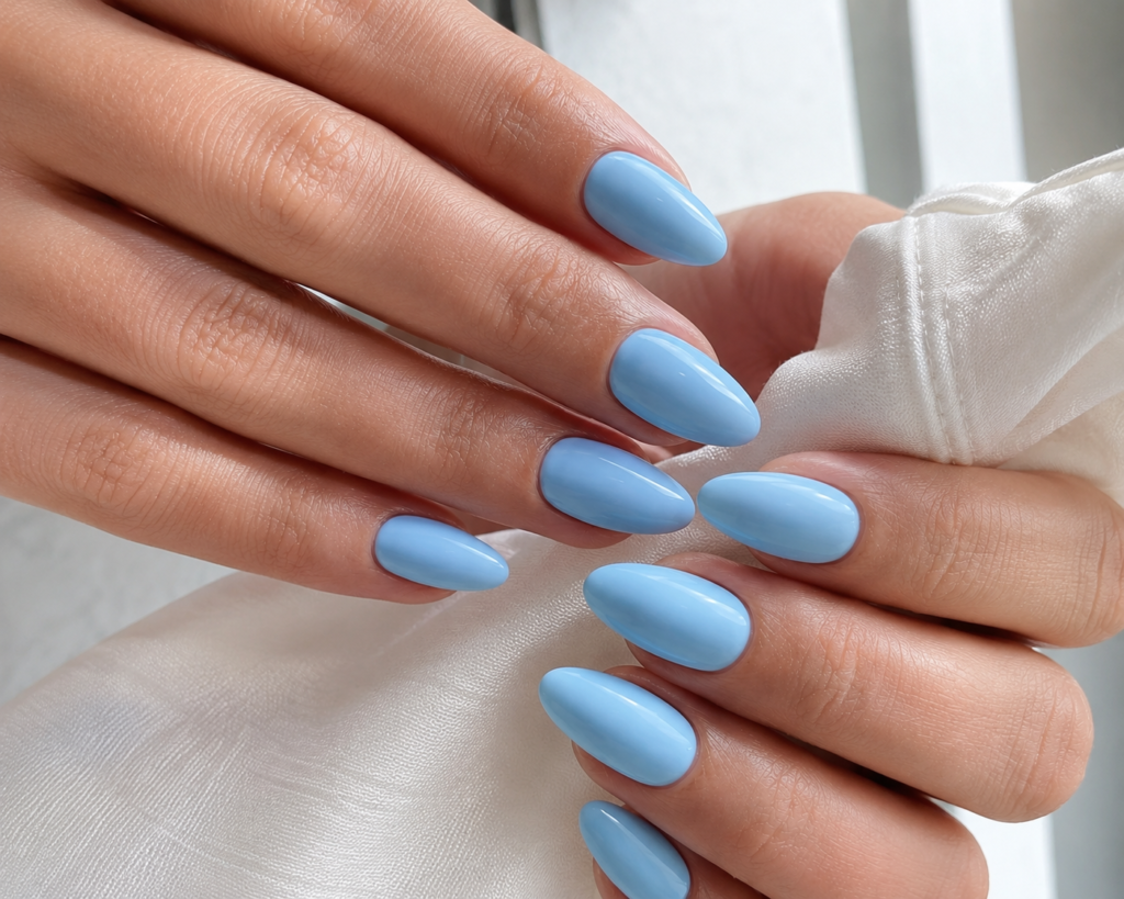 Blue Almond Nails