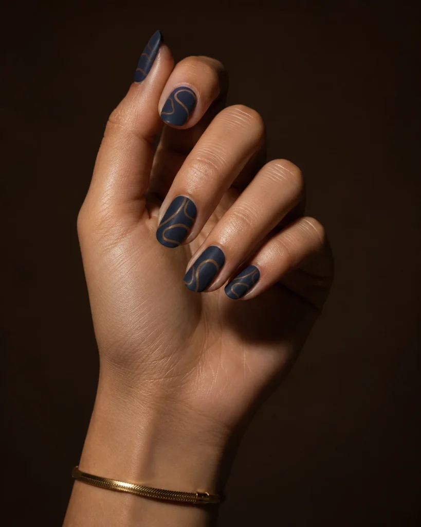 Blue Base with Brown Abstract Lines