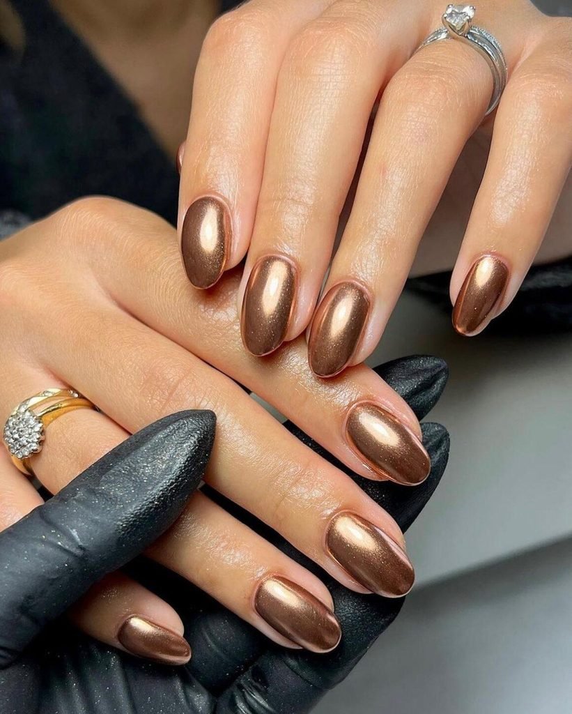Brown Chrome Nails
