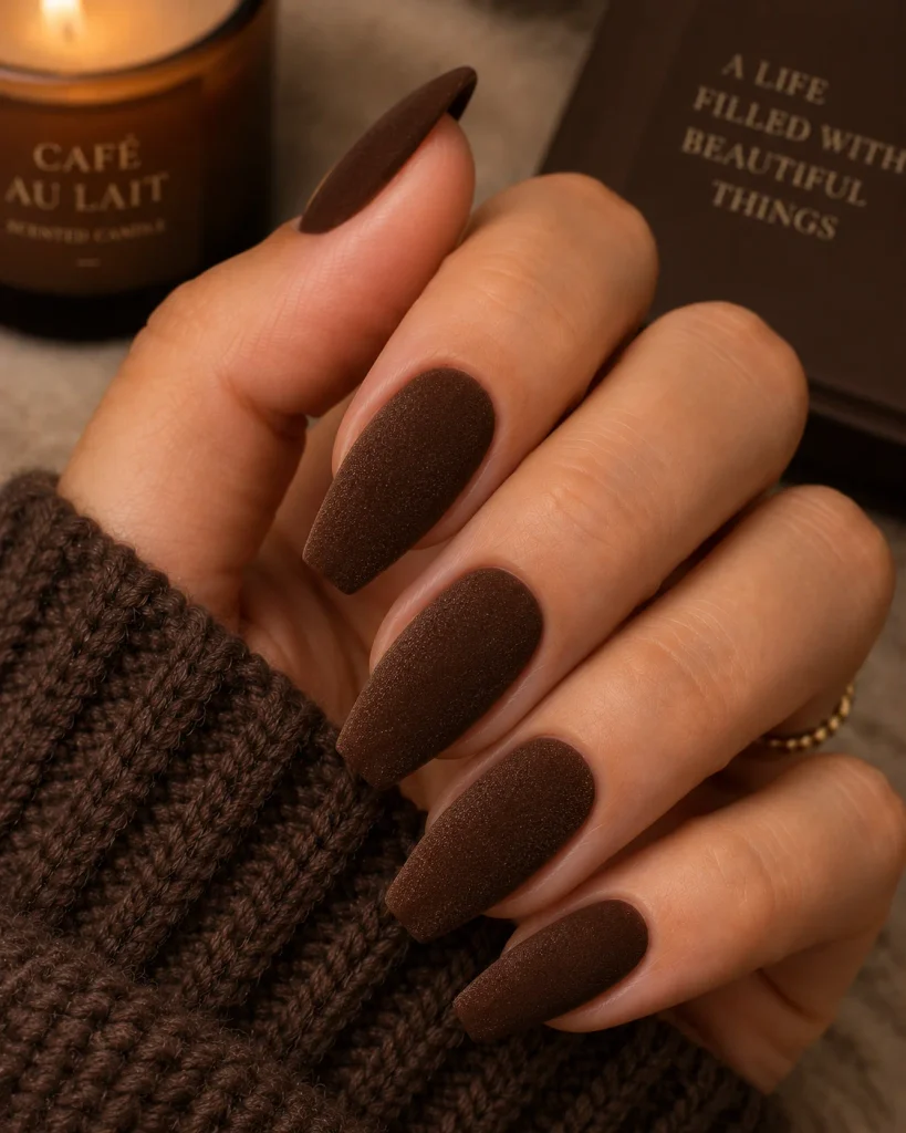 Brown Velvet Coffee Nails