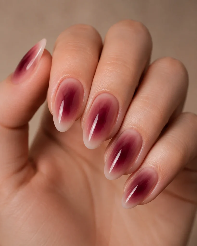 Brown Aura Almond Nails
