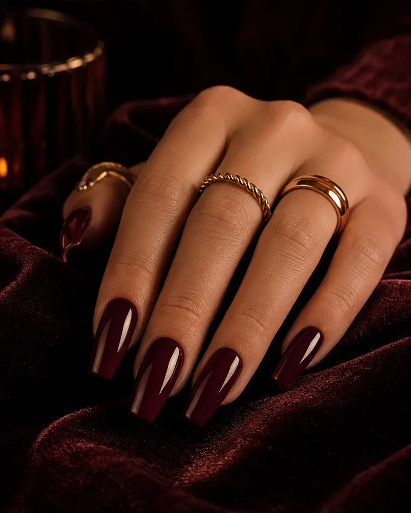 Burgundy Dip Nails