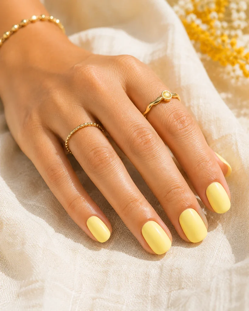 Butter Yellow Dip Nails