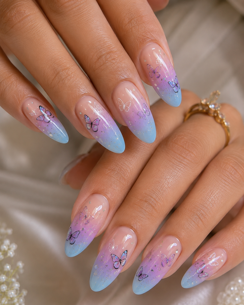 Butterfly Ombre Nails