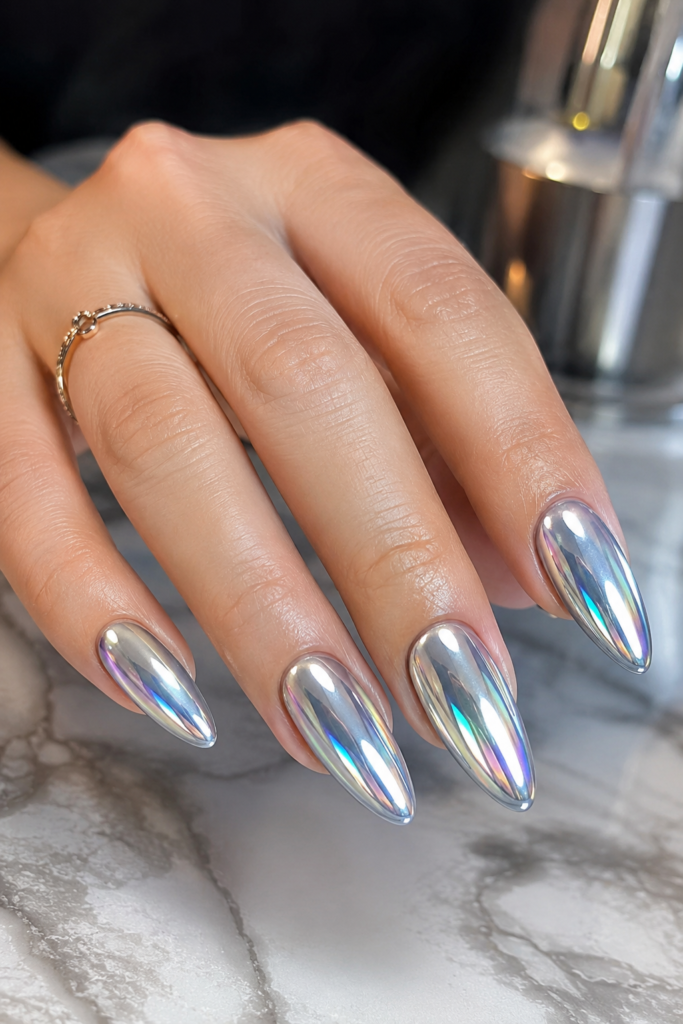 Chrome Almond Nails
