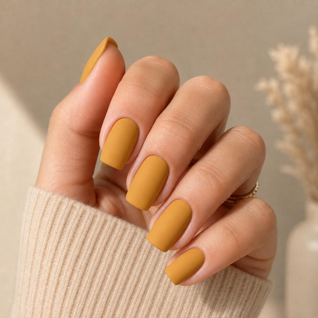 Mustard Yellow Fall nail ideas