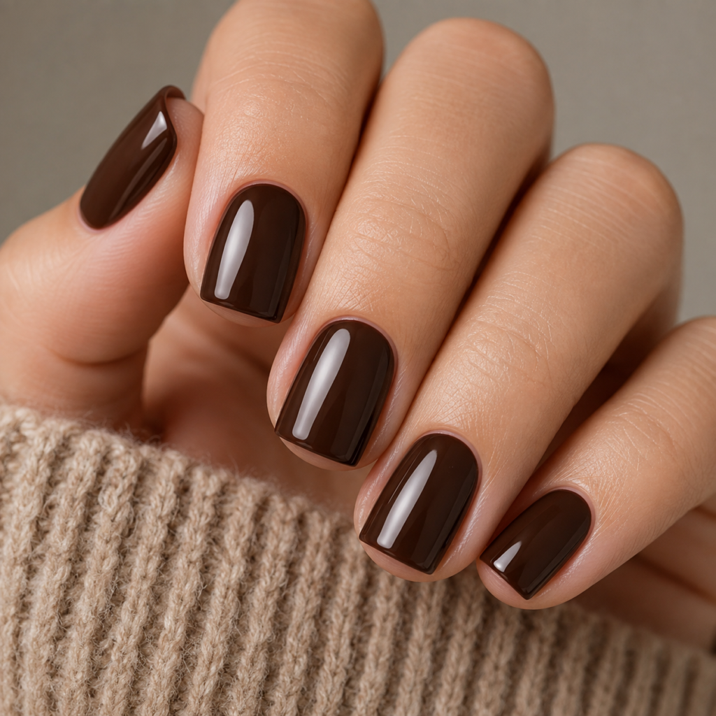 Short Square Nails in Espresso 