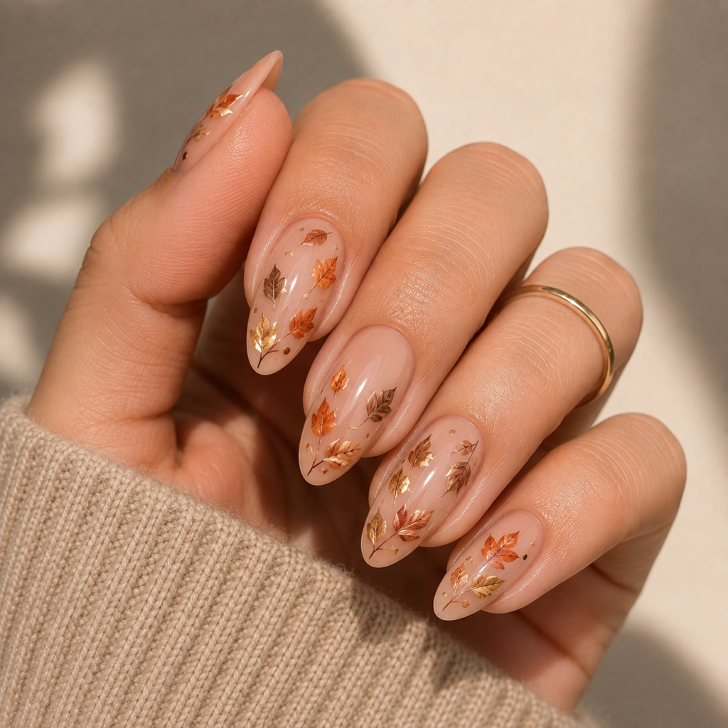 Falling Leaves Nail Art 
