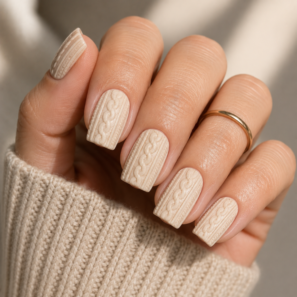 Cable Knit Sweater Nails 