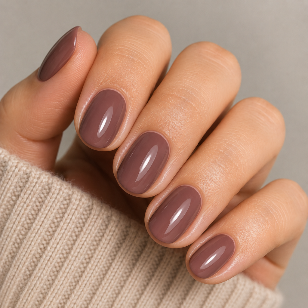 Round Nails in Mauve-Brown