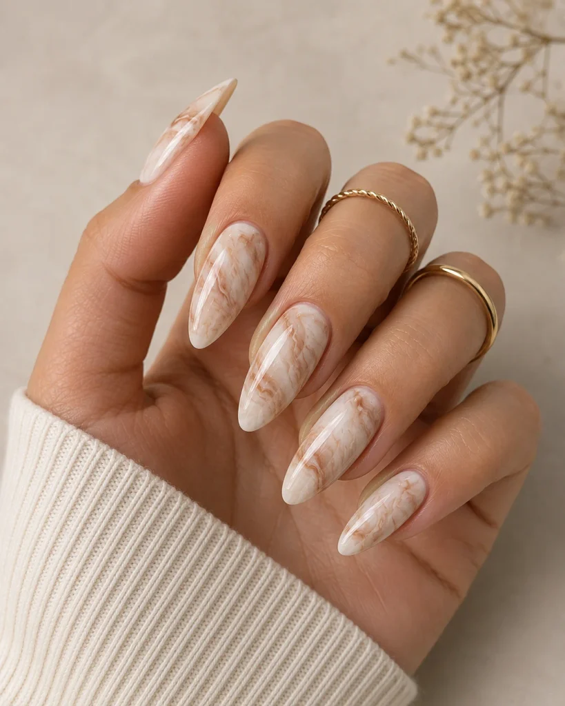 light brown marble nails