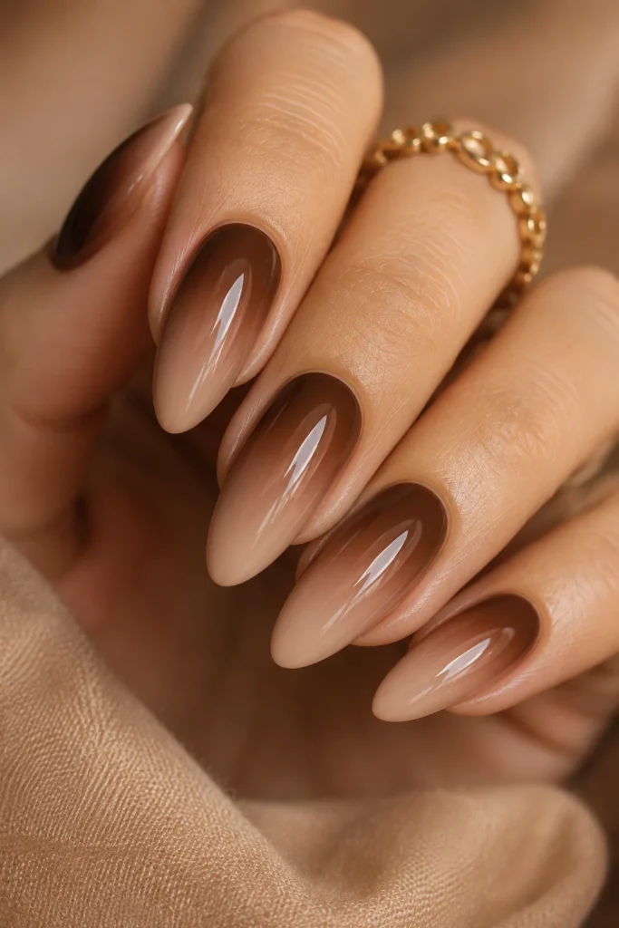 brown to nude ombre nails