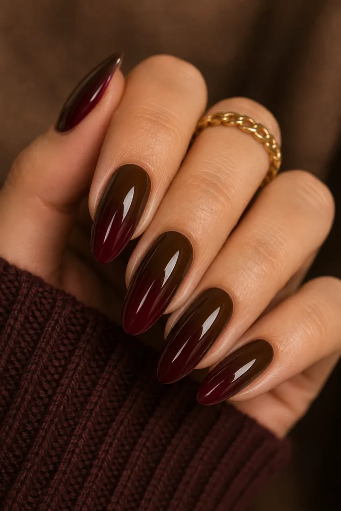 brown and burgundy ombre
