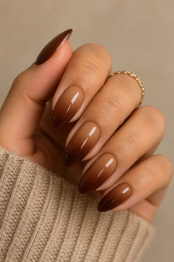 reverse brown ombre nails