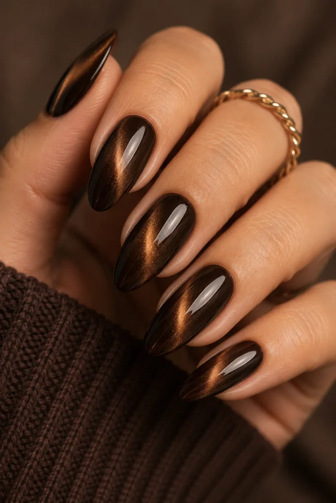 brown cat eye nails