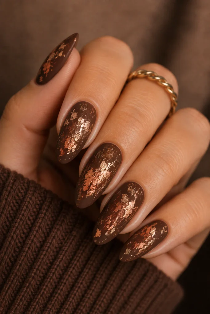 brown foil nails