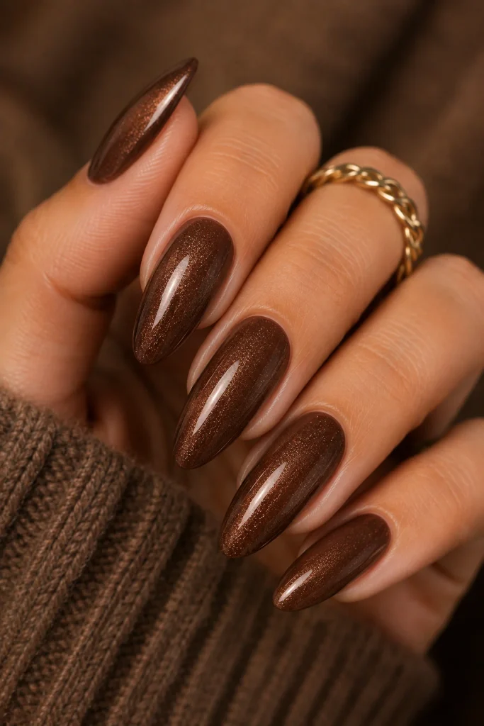 brown shimmer nails