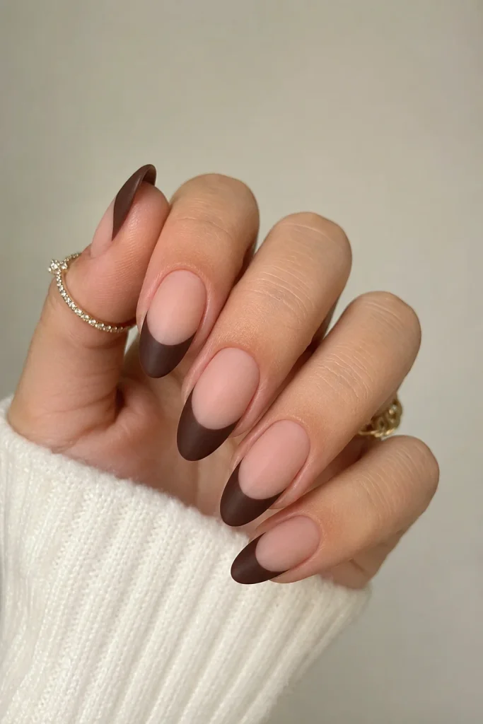 Chocolate Brown Classic Tip 
fall french tip nails
