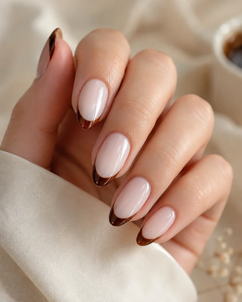 Brown French Tip with Milky Base 
