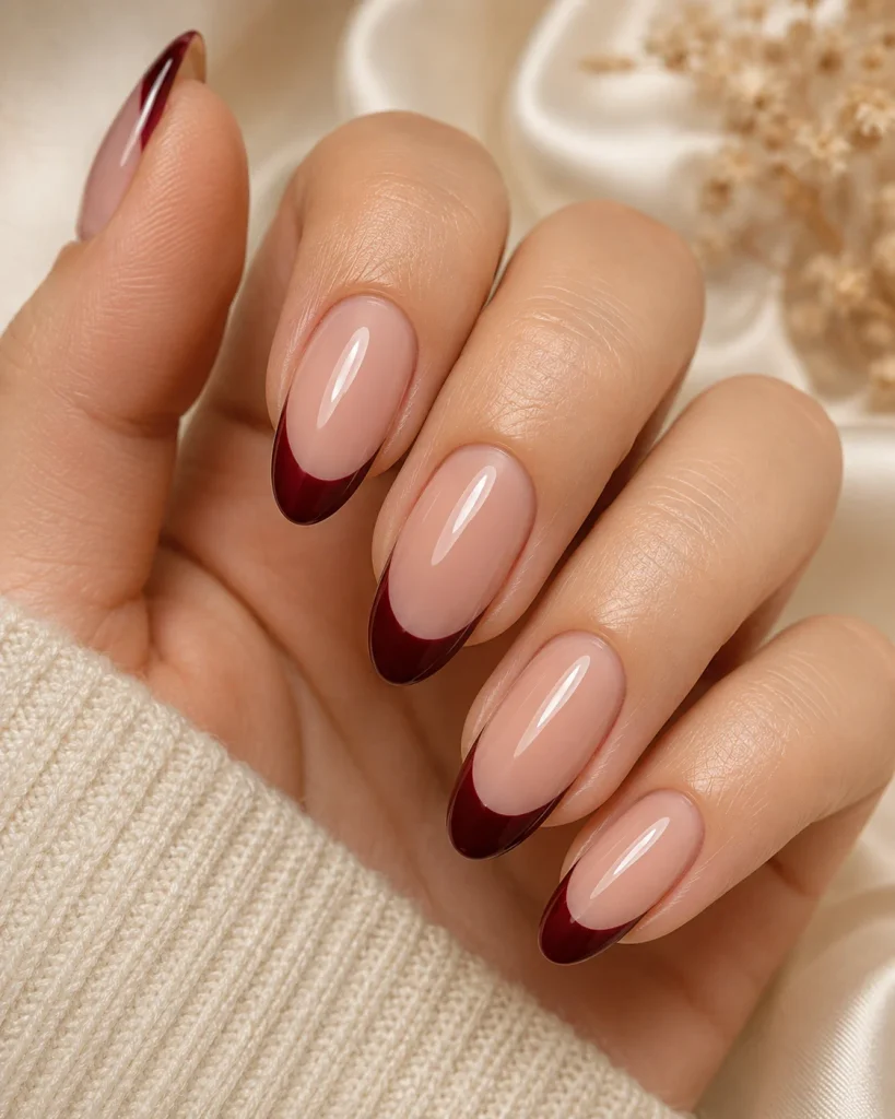 Classic Burgundy Tip on Nude Base 