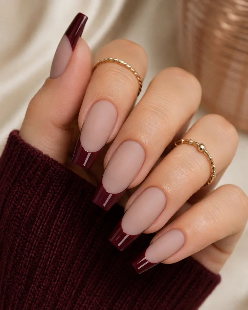 Glossy Burgundy Tip, Matte Base 