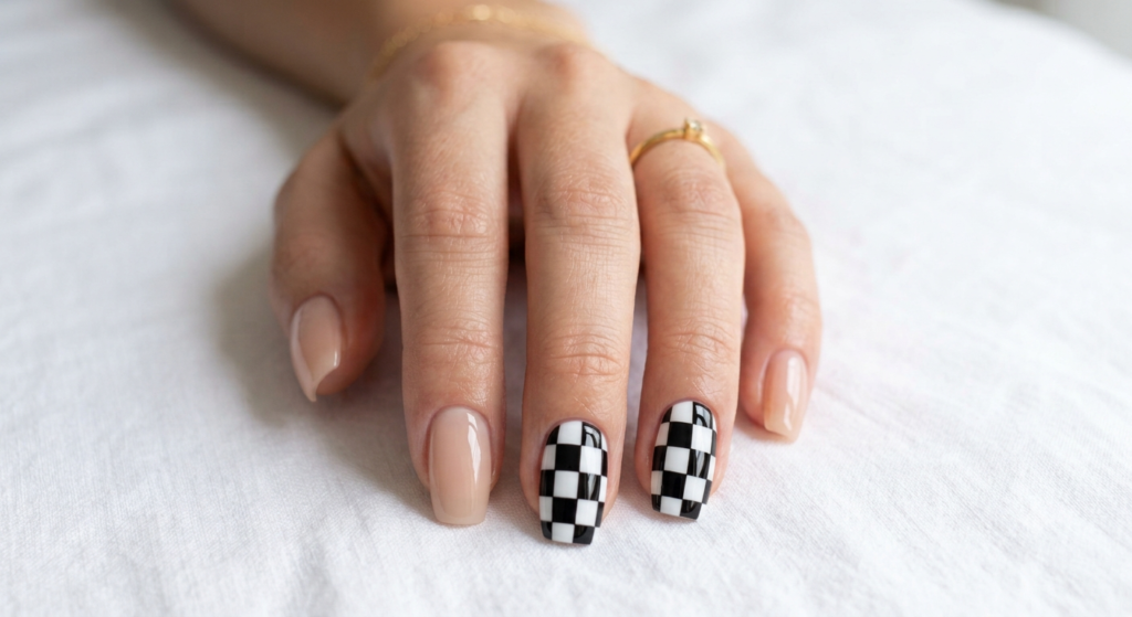Checkerboard accent nail