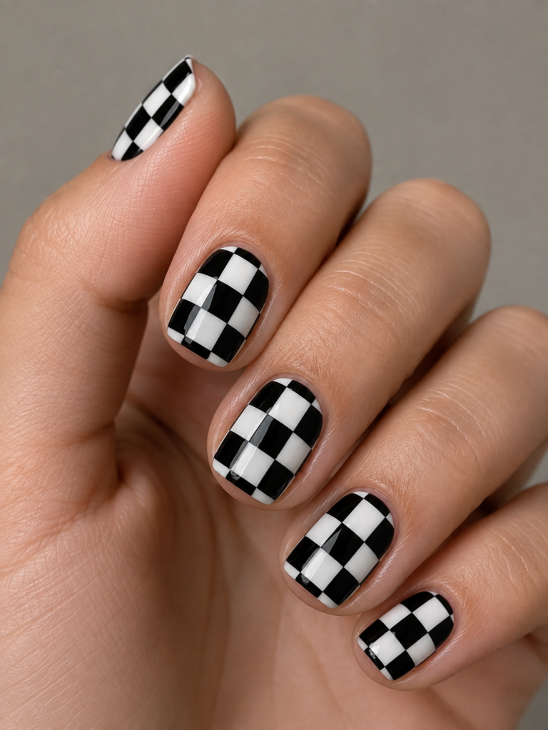  Checkerboard Nail Art