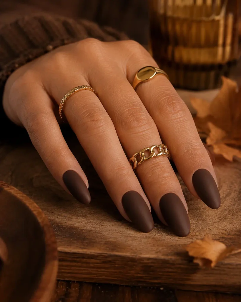 Chocolate Brown Dip Nails