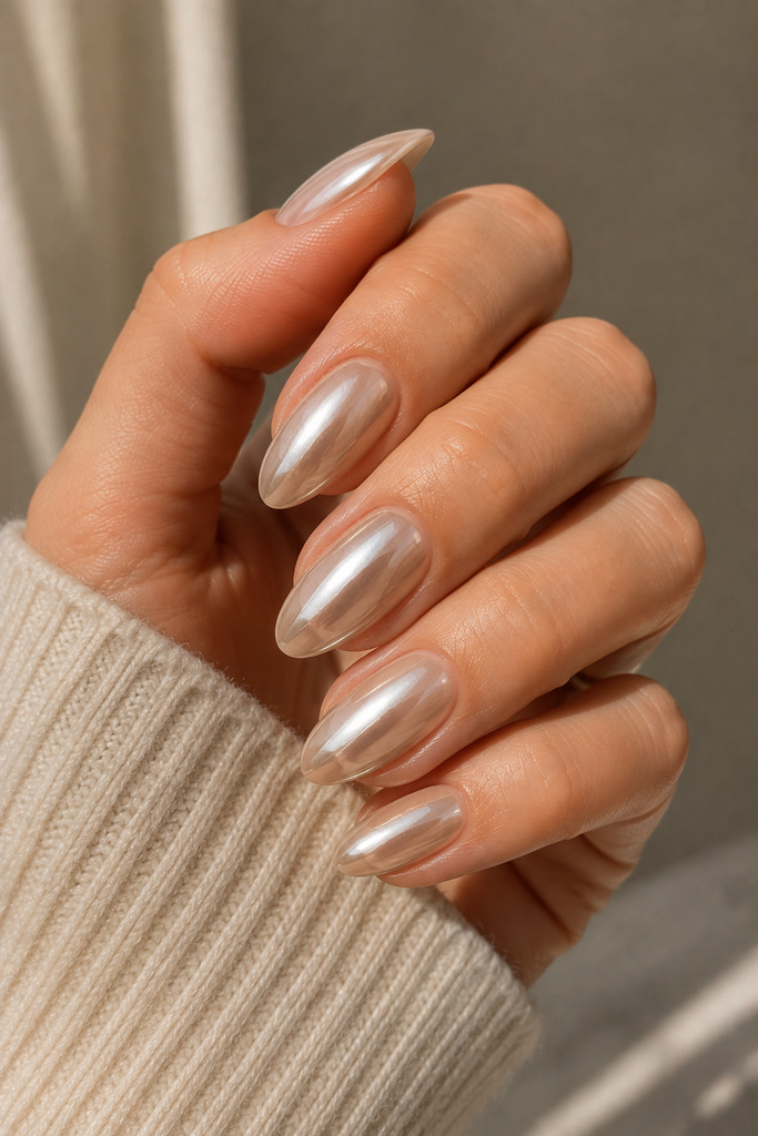 Chrome Beige Nails