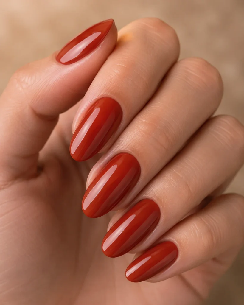 Cinnamon Red Almond Nails