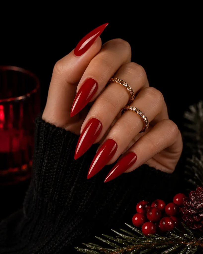 Classic Red Dip Nails