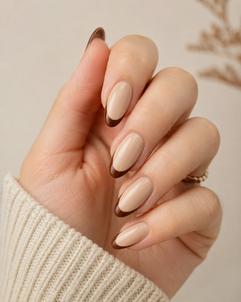 Coffee Cream French Manicure