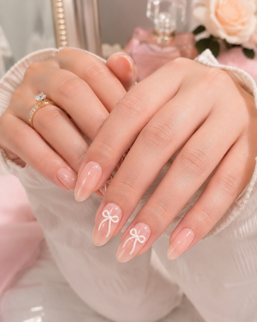 Coquette bow nails