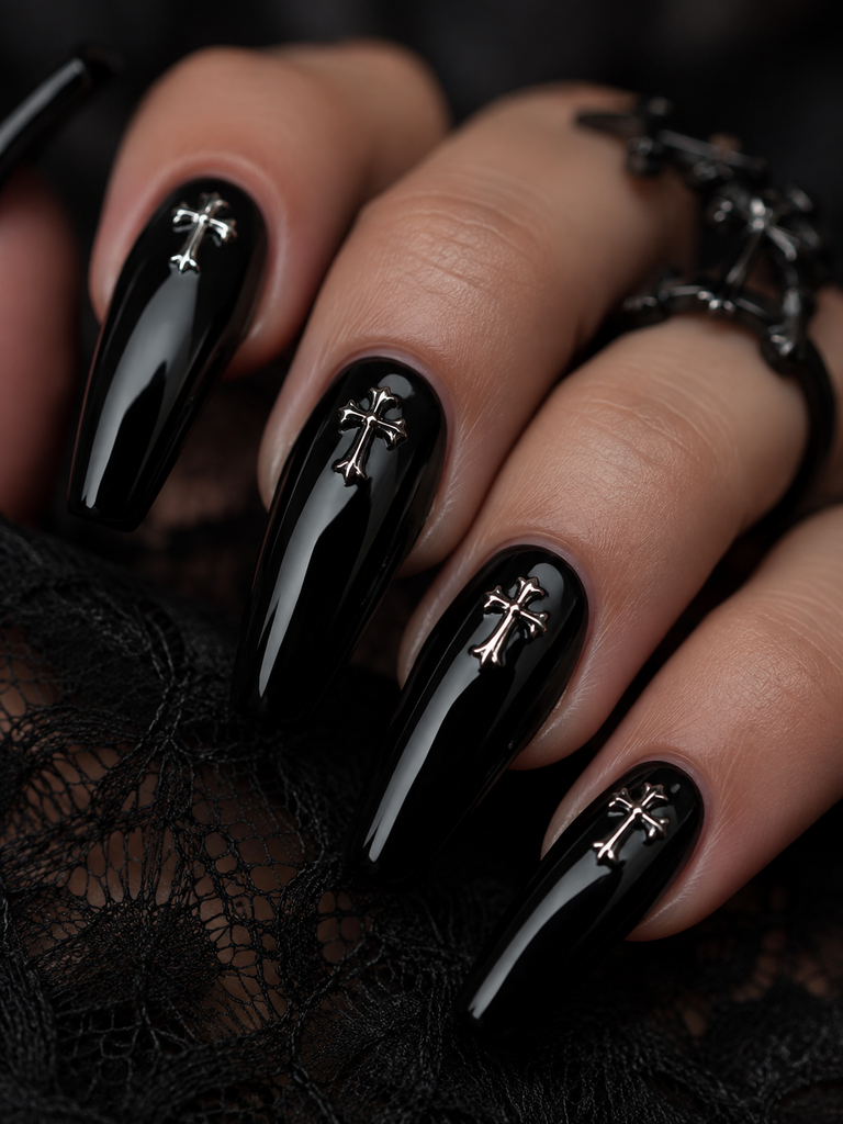 Cross Charm Nails