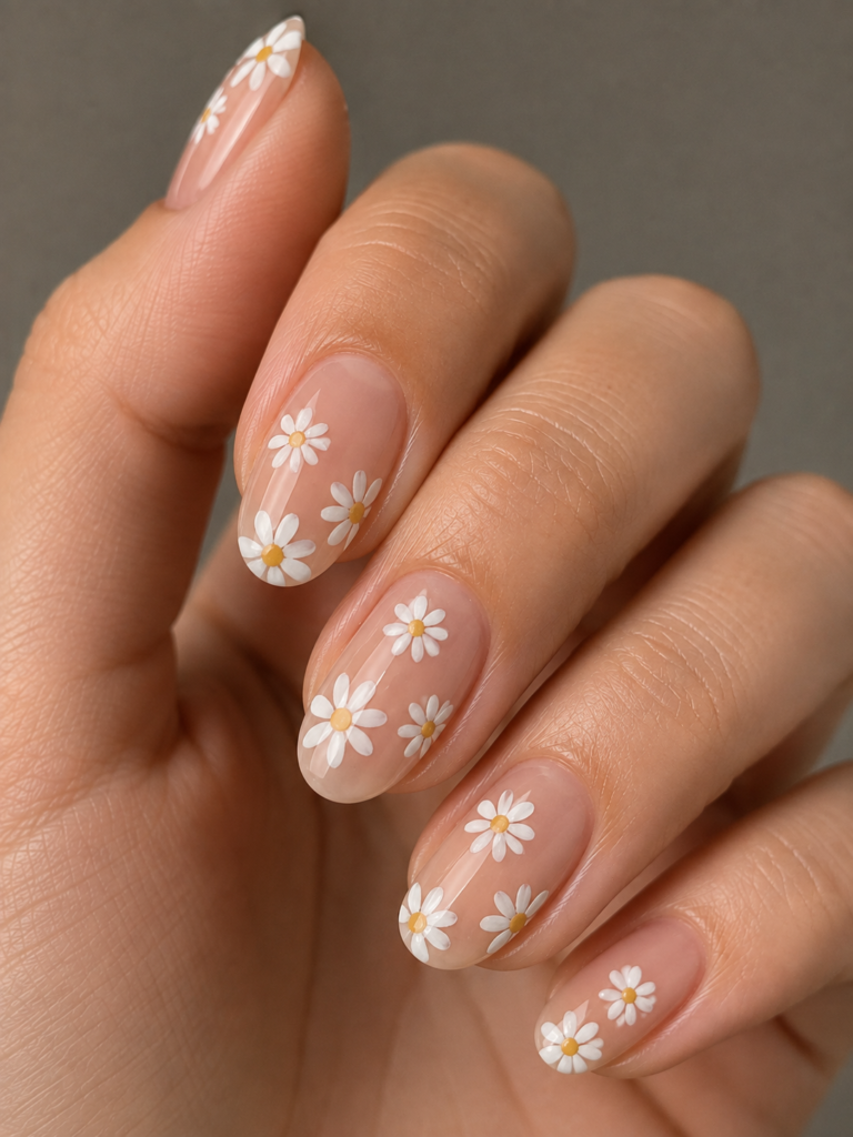 Daisy Flower Nail Art