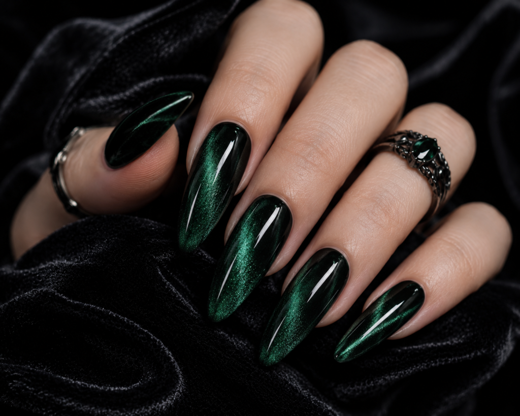 Dark Emerald Nails