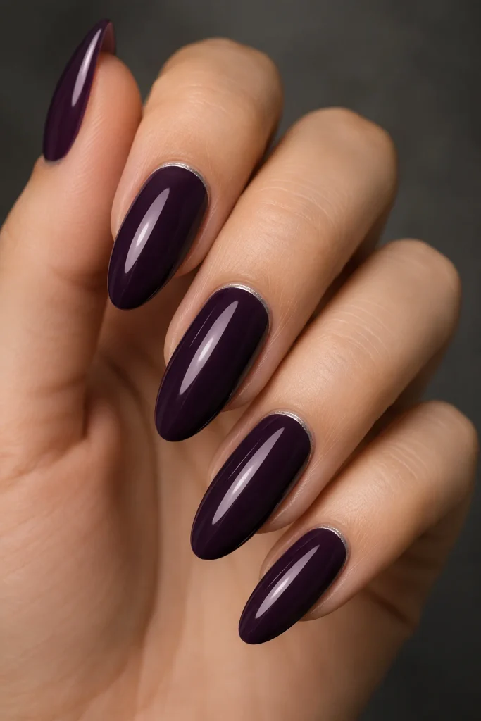 Dark Plum Almond Nails