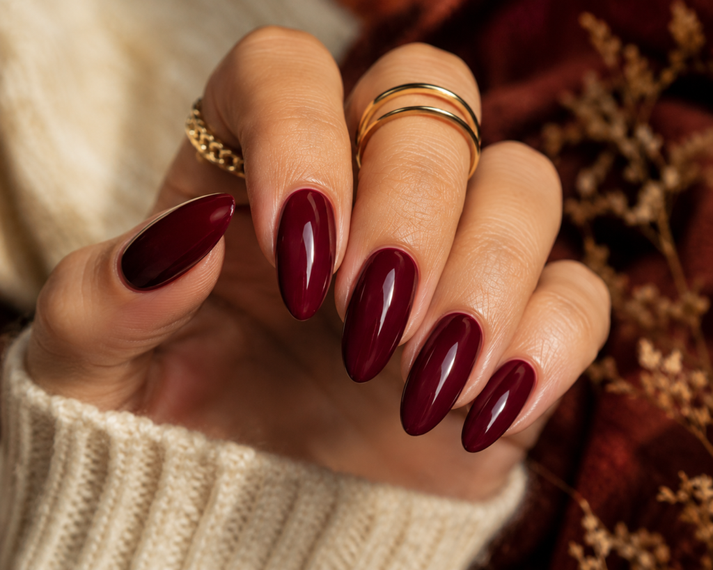 Deep Burgundy Nails