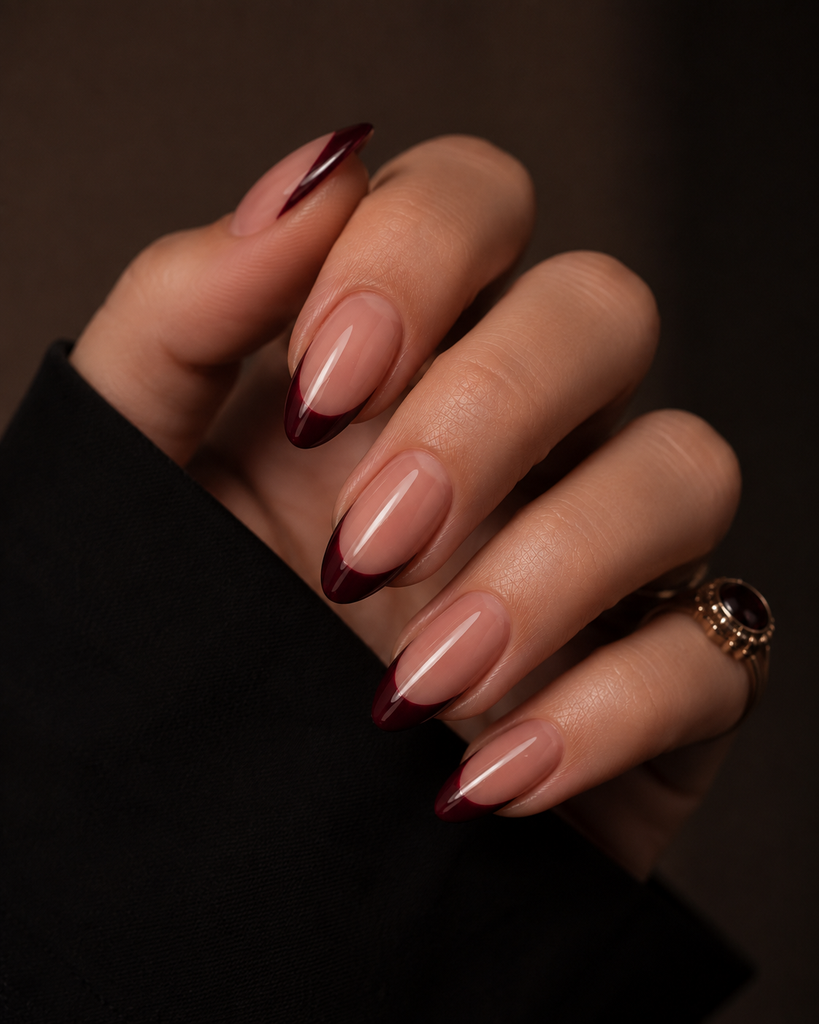 Deep Wine French Tips