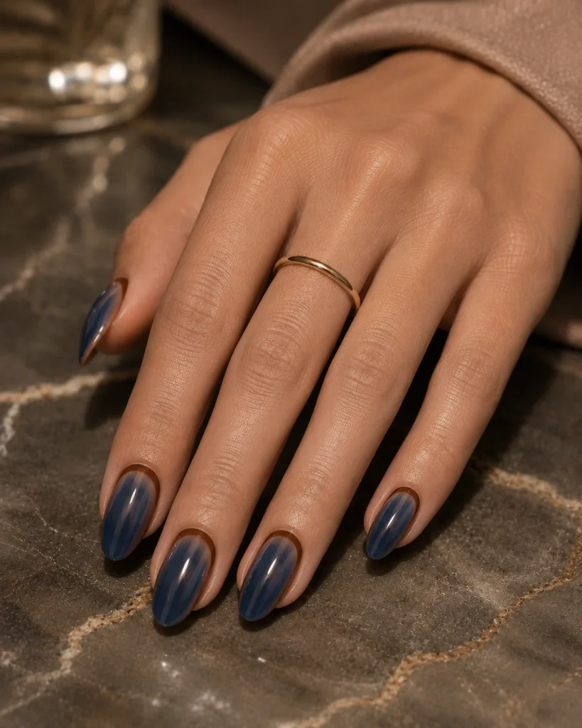 Denim Blue with Brown Base Coat Peek
