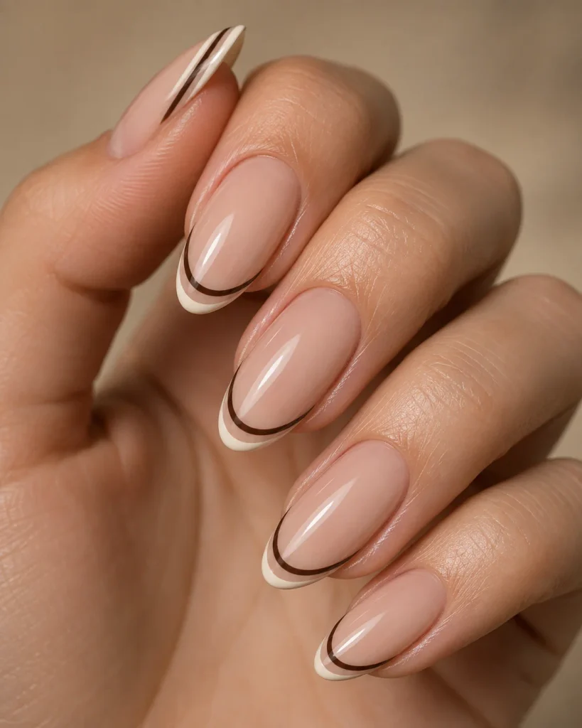 Double French Almond Nails