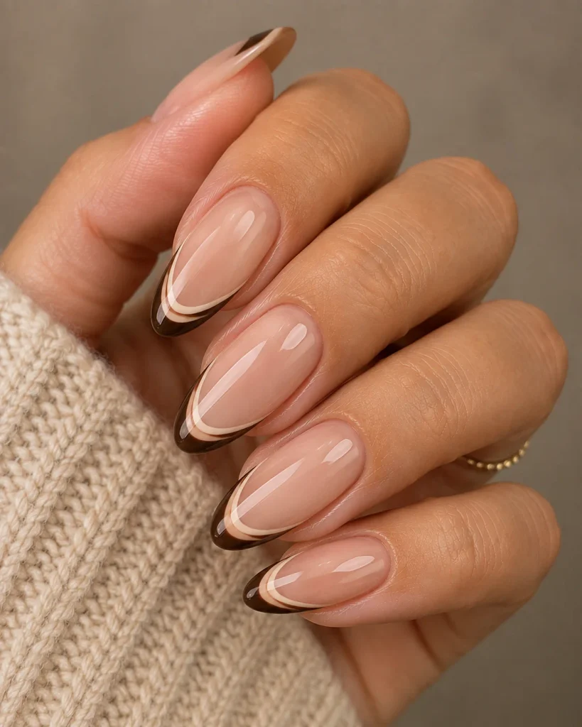 Double French Coffee Nails