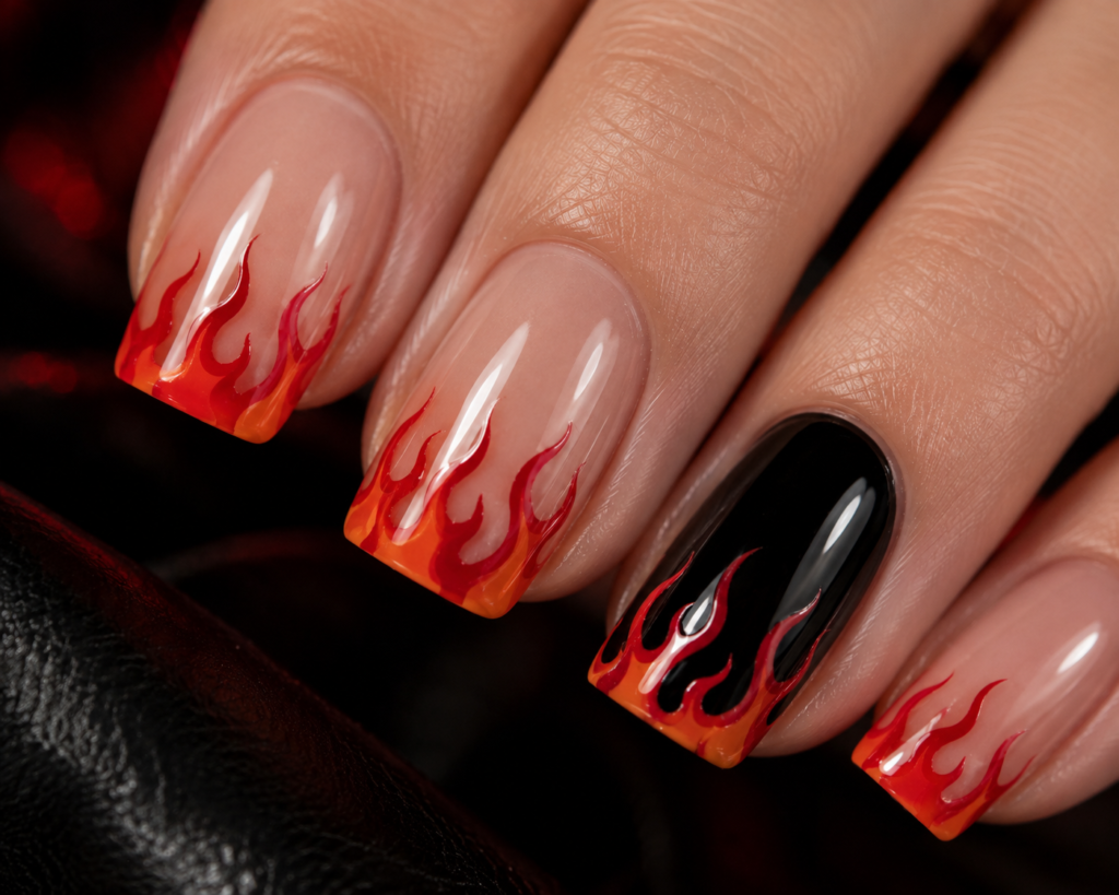Flame 90s Nail Art